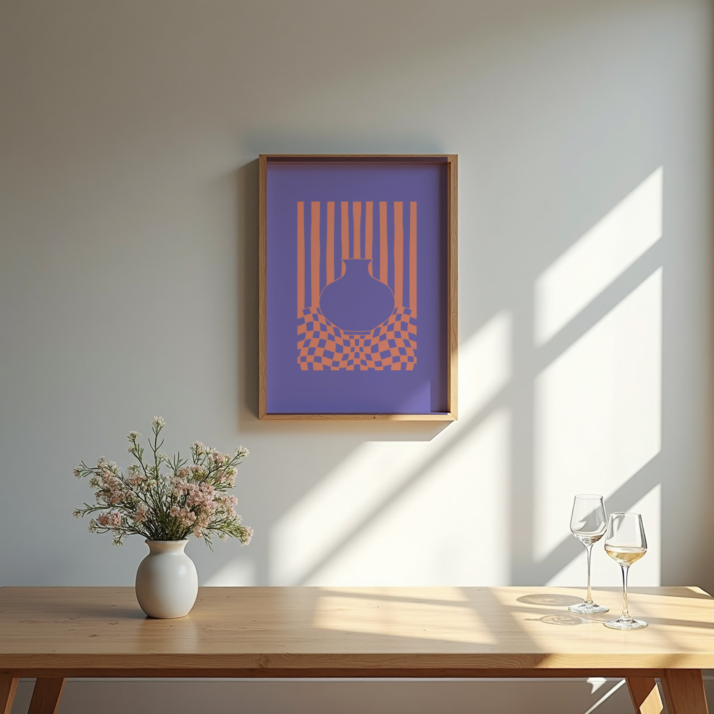 Striped Vase Illusion Poster