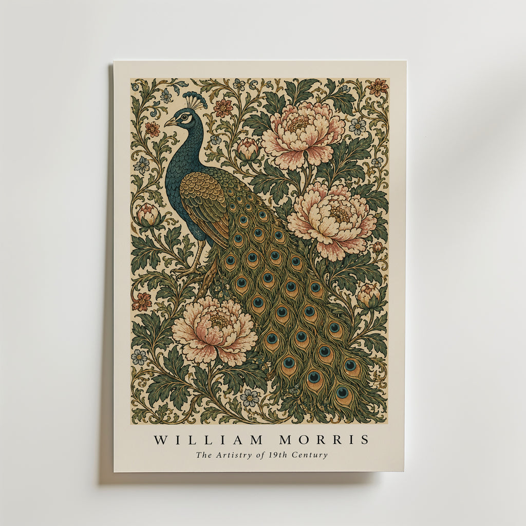 Peacock and Peonies William Morris Poster