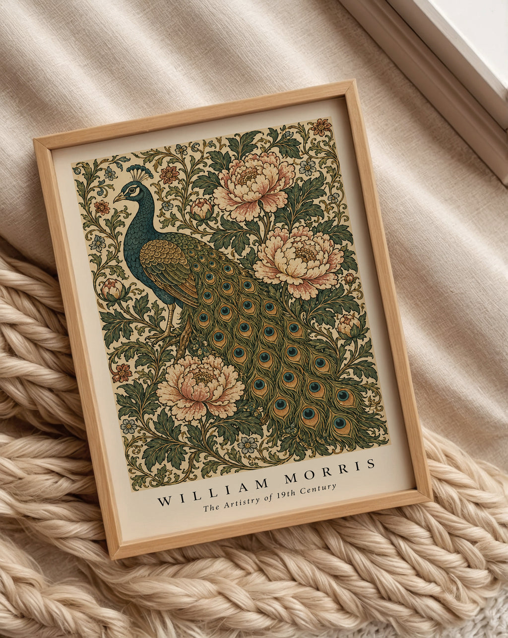 Peacock and Peonies William Morris Poster