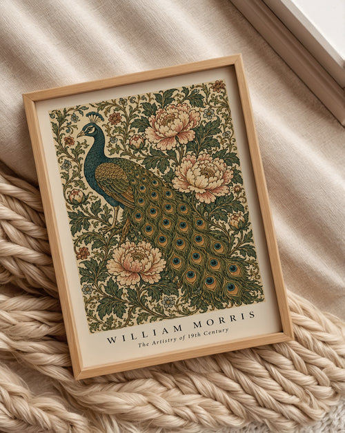 Peacock and Peonies William Morris Poster