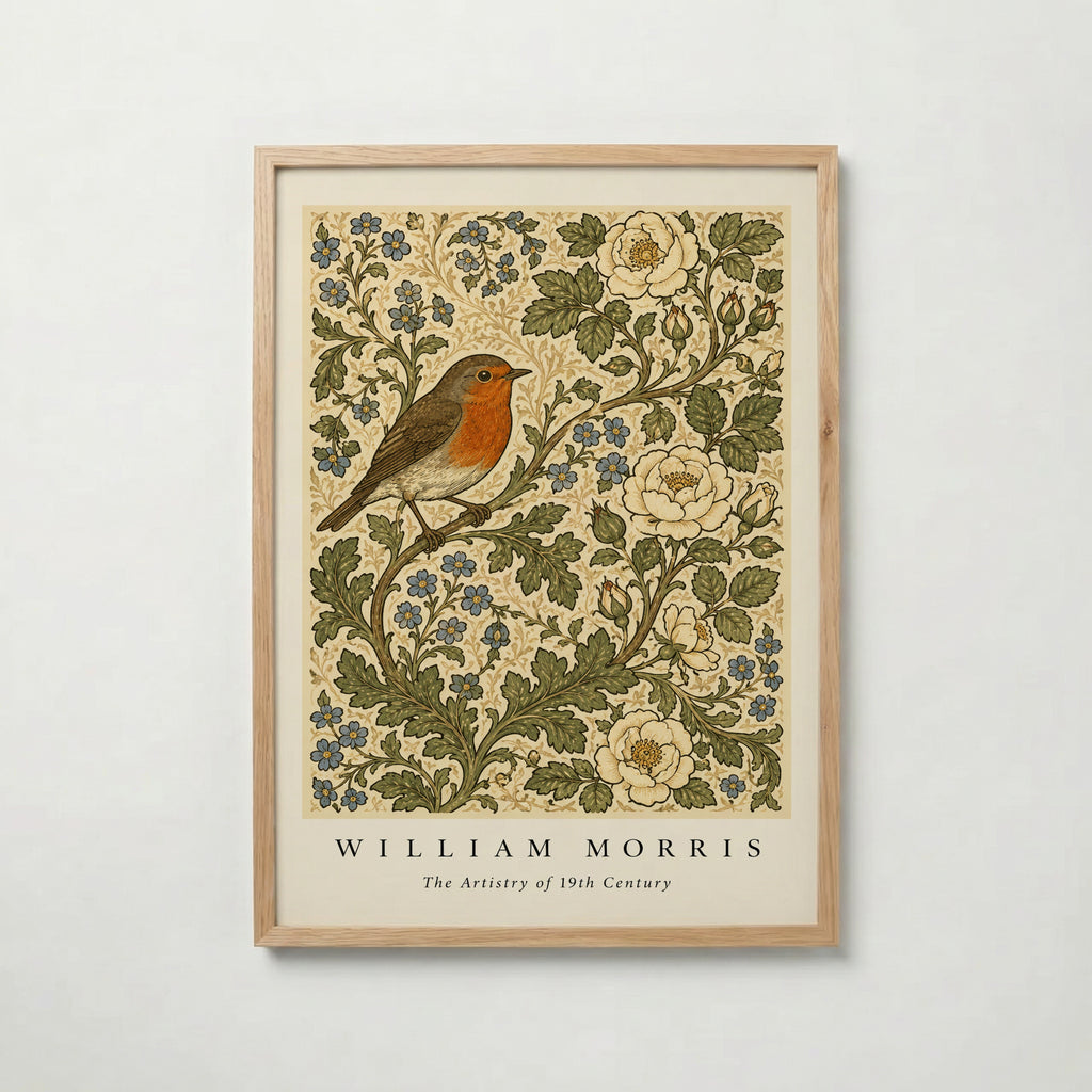 Robin Among Roses William Morris Poster