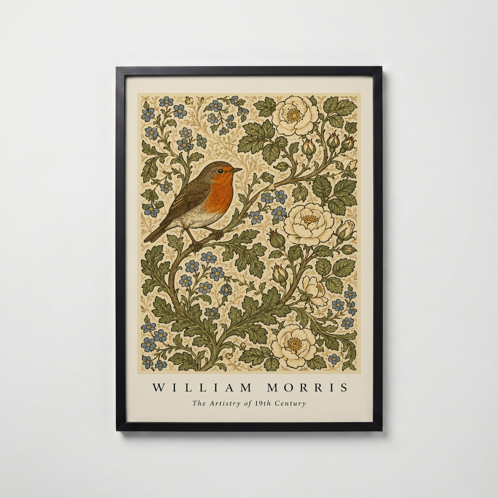 Robin Among Roses William Morris Poster