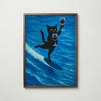 Surfing Wine Cat Poster