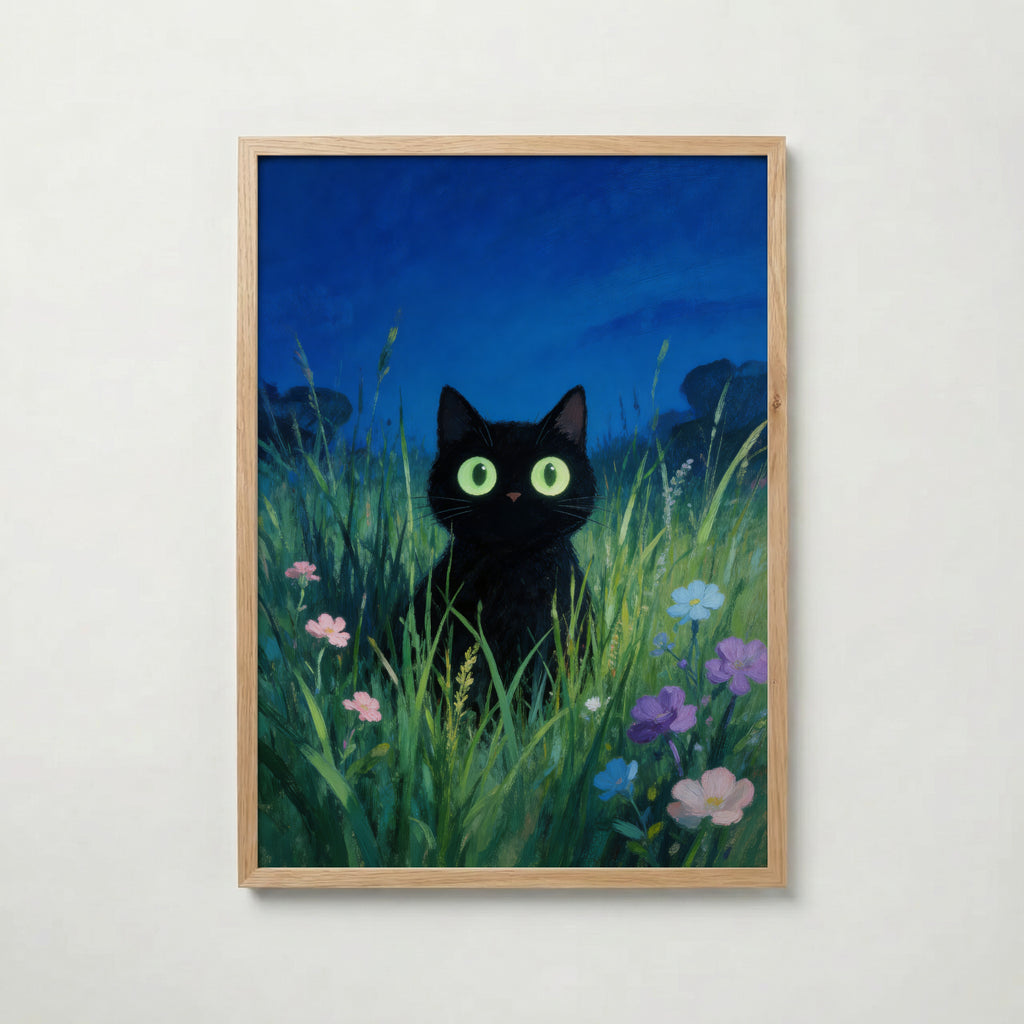 Verdant Night Cat Poster affisch – köp poster online – Bozetto väggdekoration