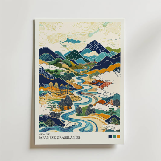 View of Japanese Grasslands Poster