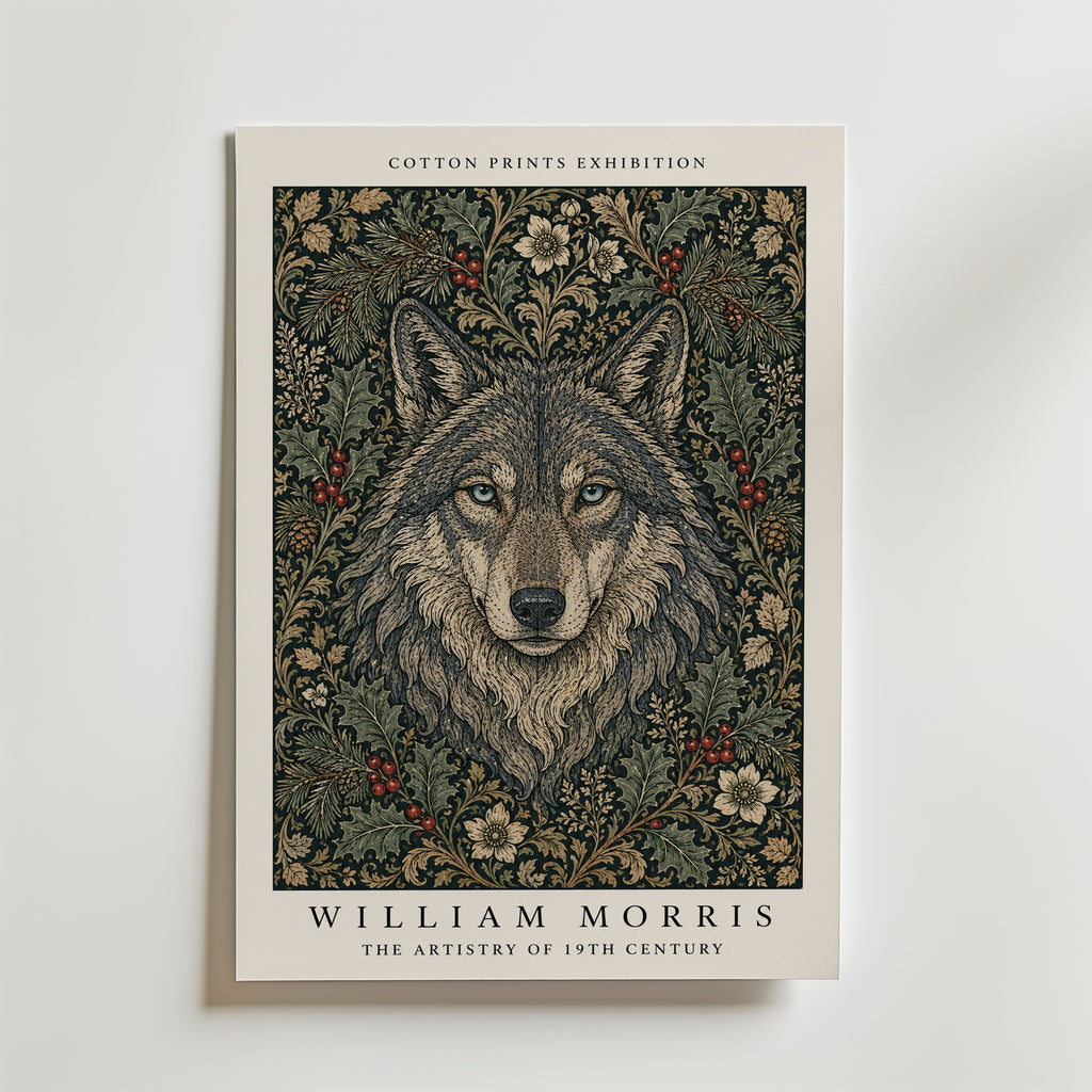 Wolf in the Holly William Morris Poster