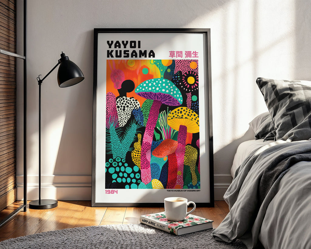 Yayoi Kusama Mushroom Garden Poster – poster väggdekoration