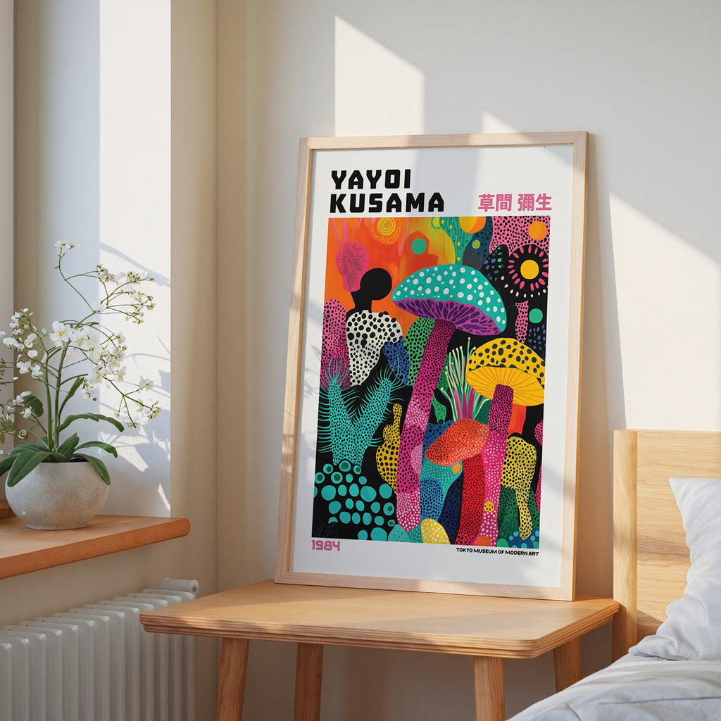 Yayoi Kusama Mushroom Garden Poster – poster väggdekoration