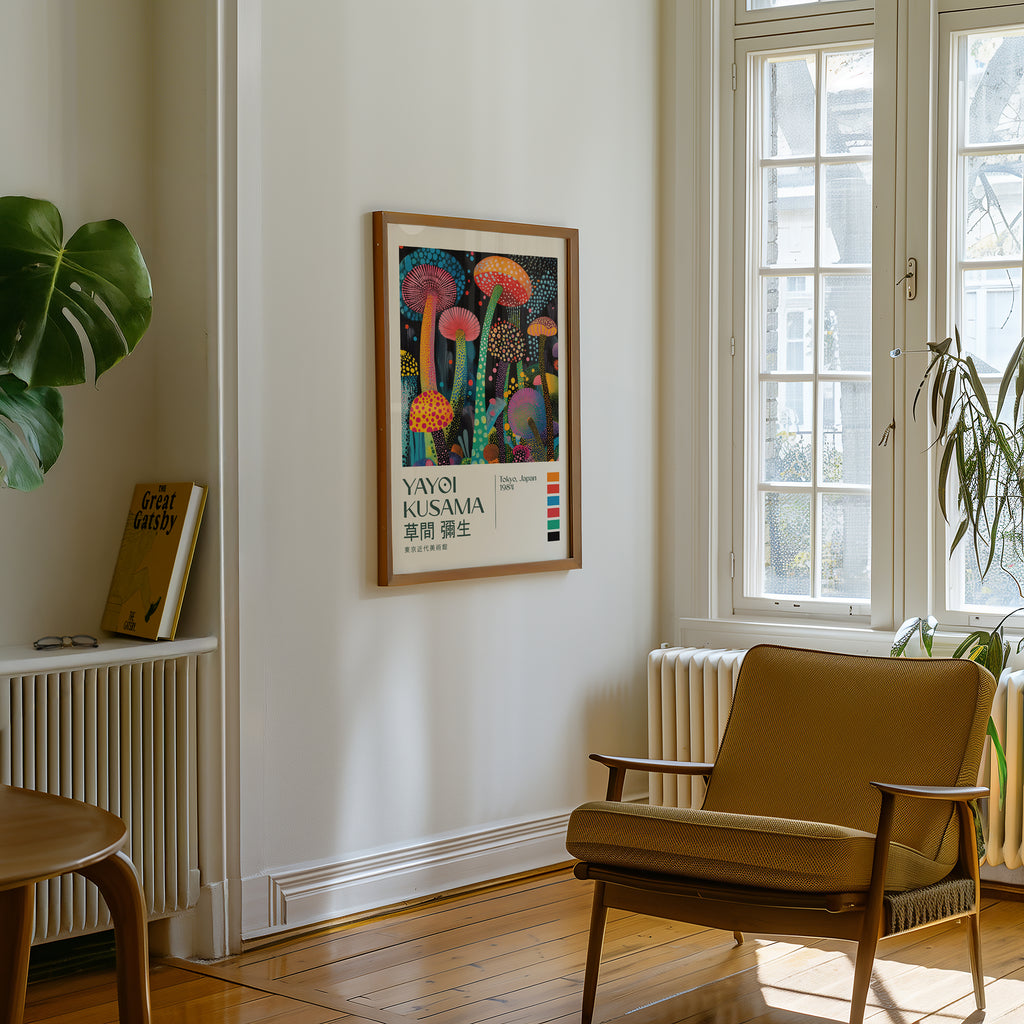 Yayoi Kusama Psychedelic Mushroom Garden Poster