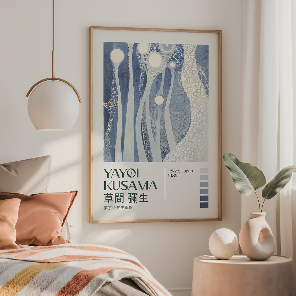 Yayoi Kusama Silent Blue Infinity Poster