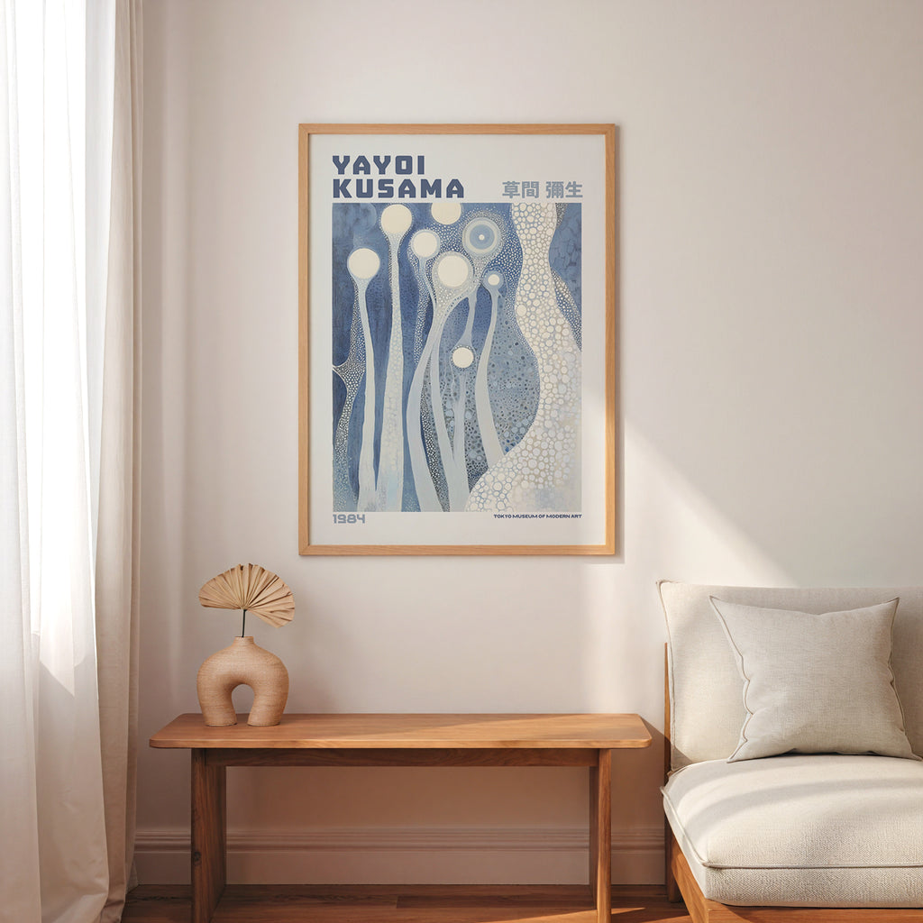 Yayoi Kusama Silent Blue Orbs Poster – poster på vägg inredning