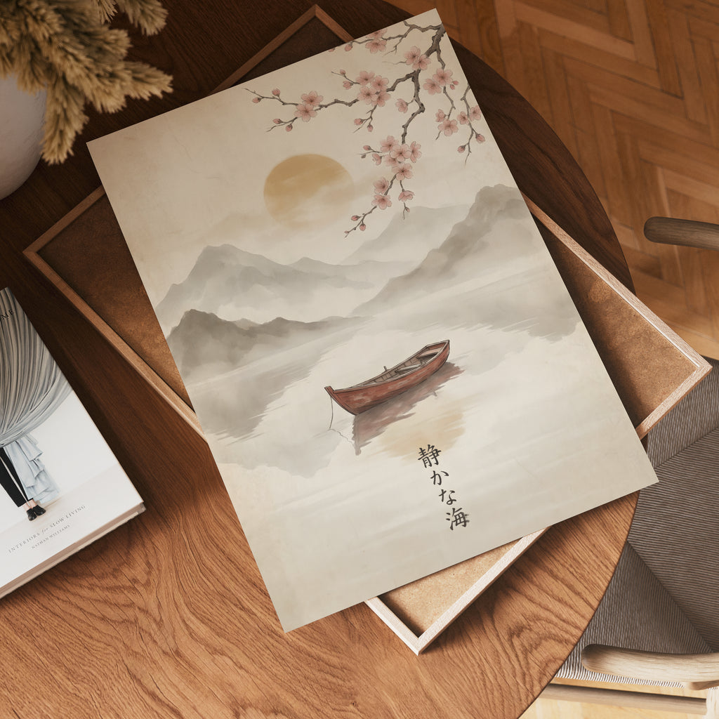 Tranquil Lake Sakura Poster – poster väggdekoration