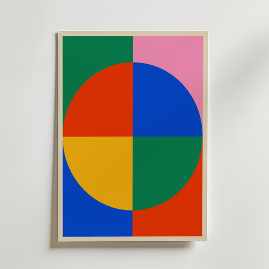 Bauhaus Color Block Circle Poster