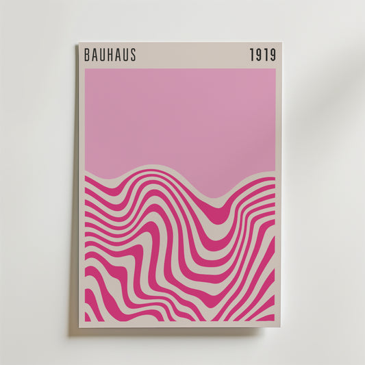 Bauhaus Pink Waves No.2 Poster