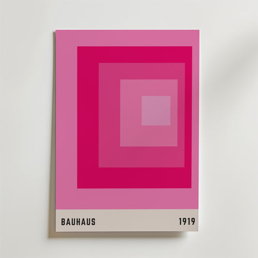 Bauhaus Pink Squares Poster