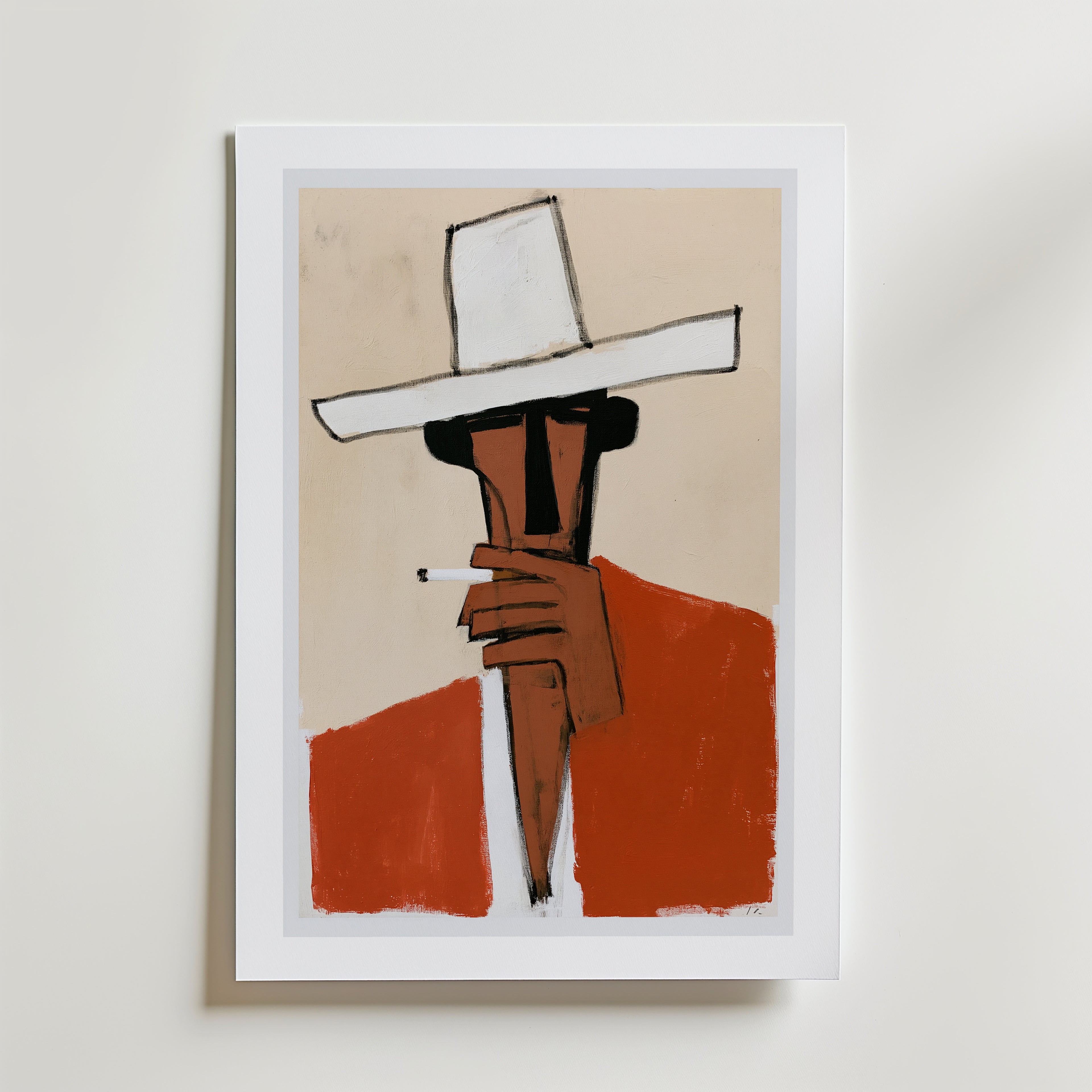 Cowboy Smoke Poster – med passepartout