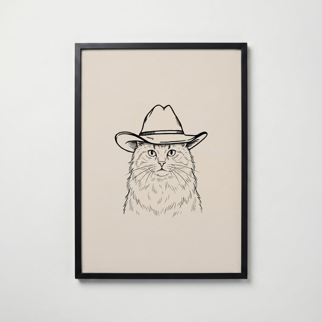 Cowboy Cat Poster – svart ram