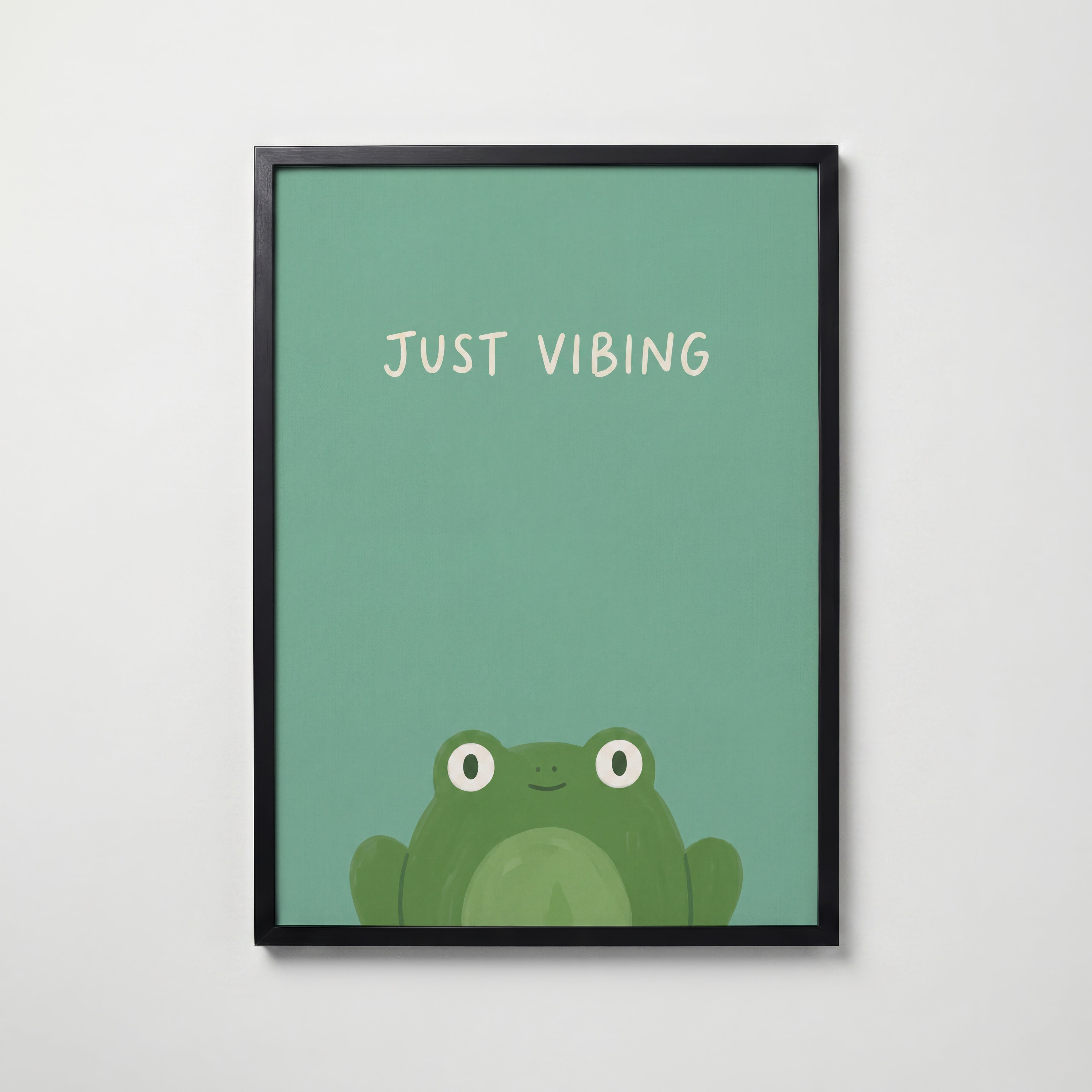 Just Vibing Frog Poster – svart ram
