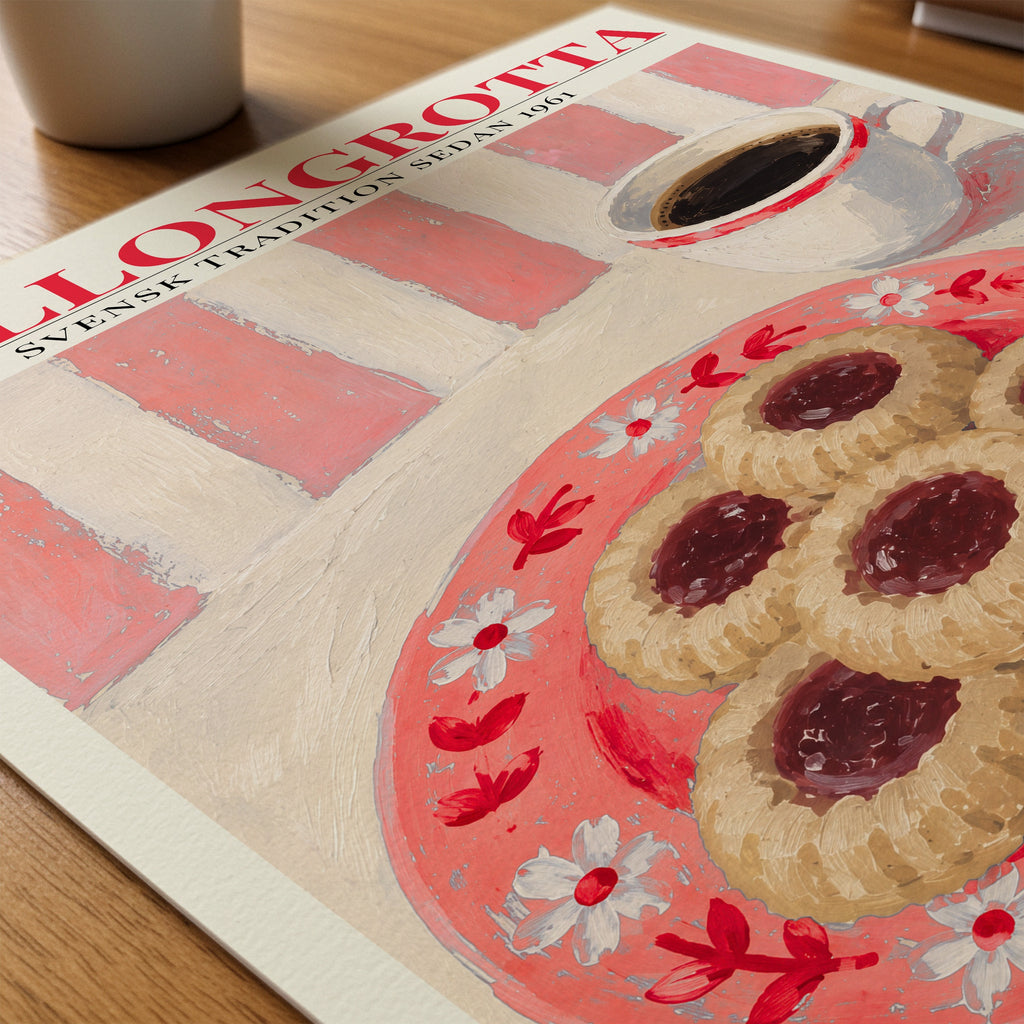 Hallongrotta Poster – närbild på papper