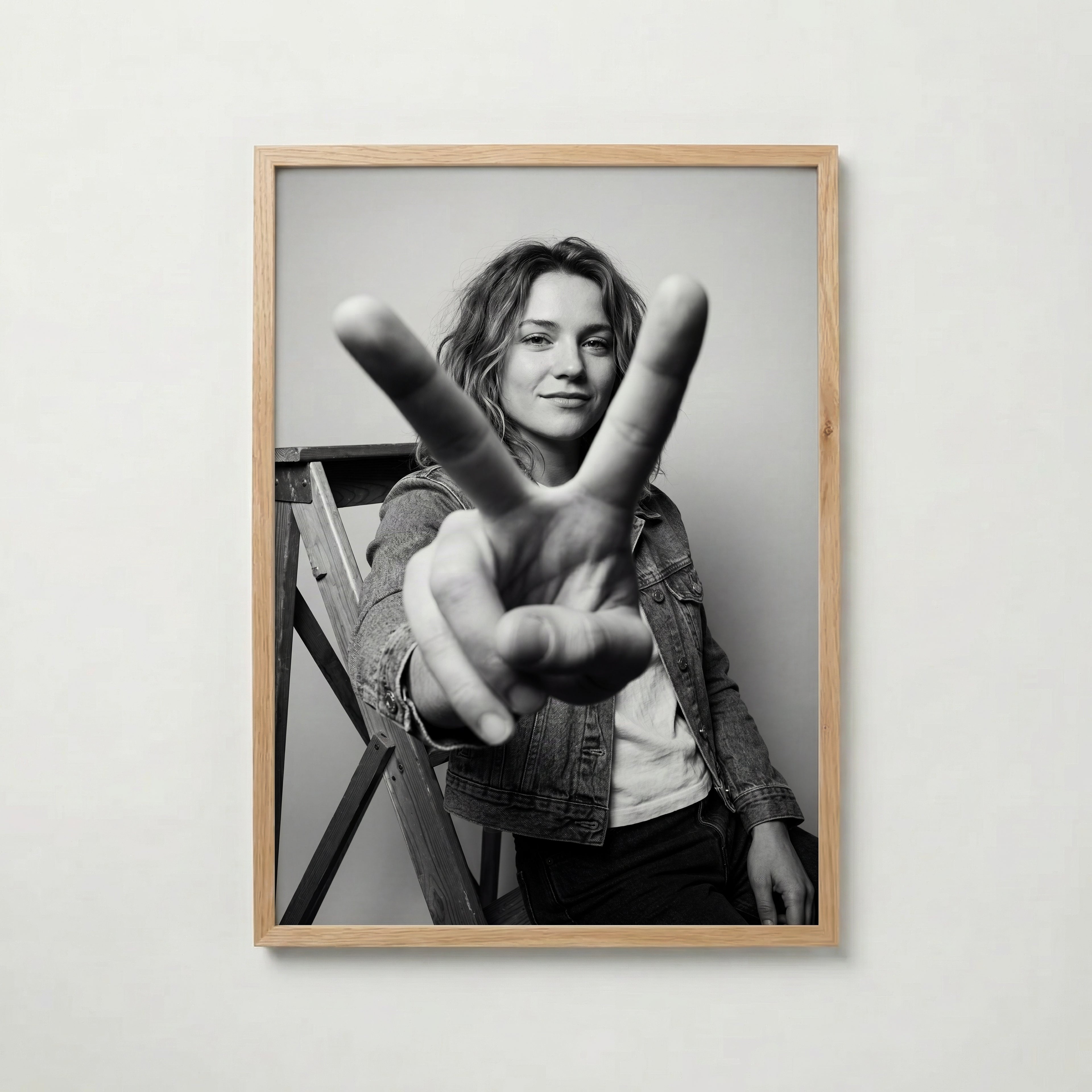 Bold Peace Poster i ekram, kvinna med fredstecken, tryckt i Sverige
