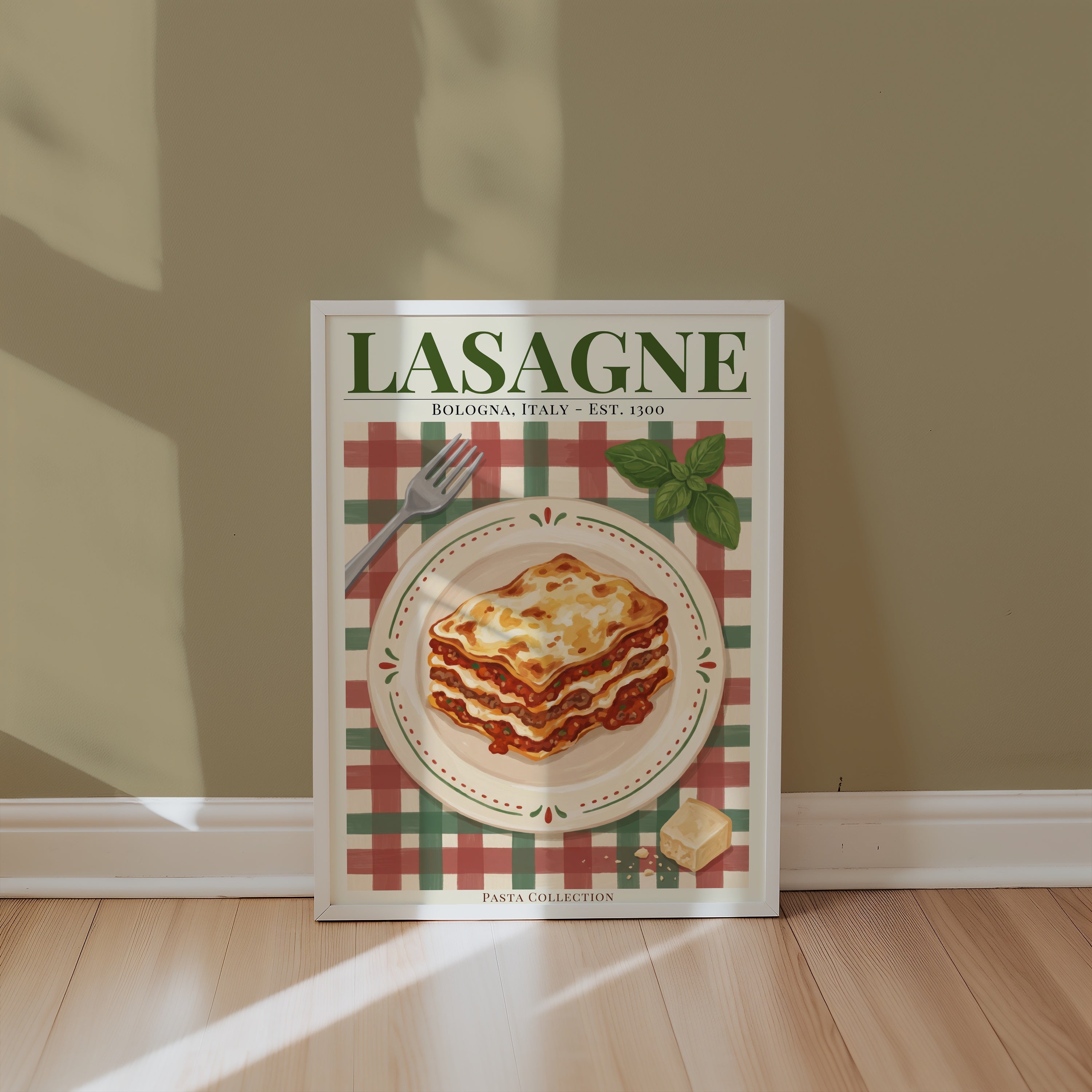 Lasagne poster i stilrent hem med modern inredning – Bozetto i hög tryckkvalitet