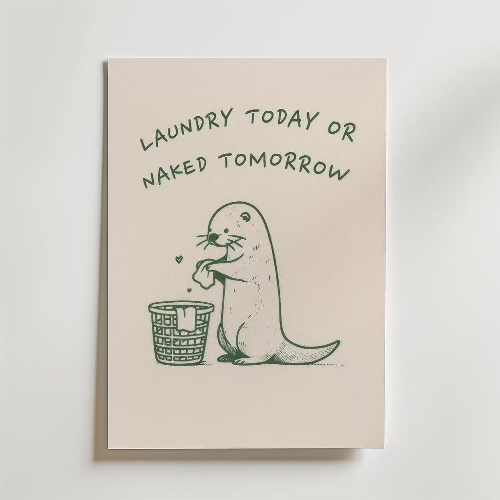 Laundry Today or Naked Tomorrow Poster - canvas utan passepartout