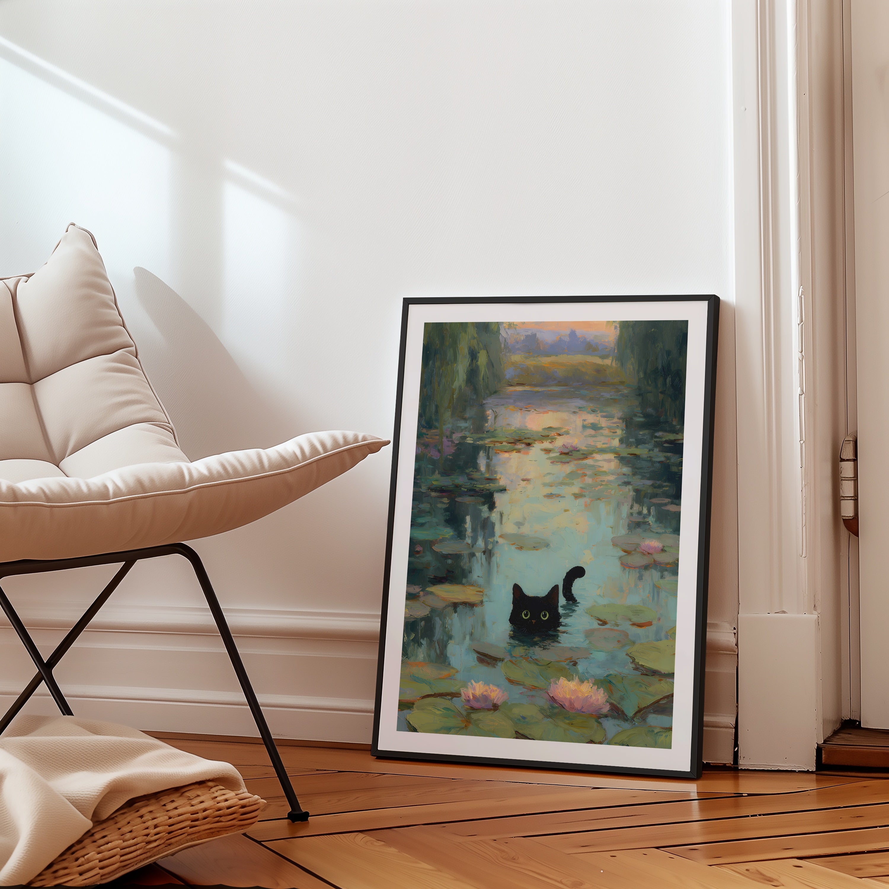 Midnight Reflections Poster med passepartout i ram i inrett rum