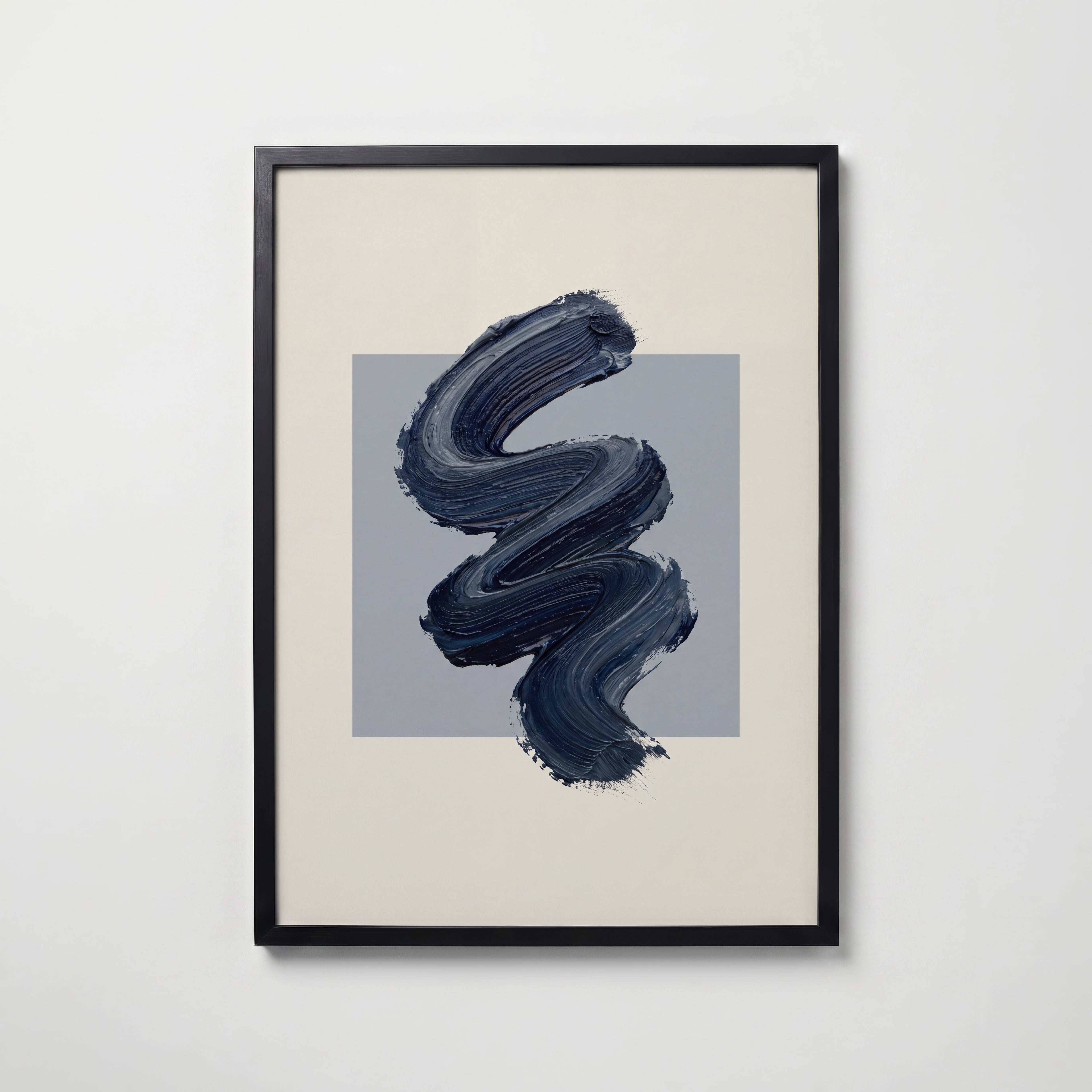 Navy Zigzag Poster – svart ram