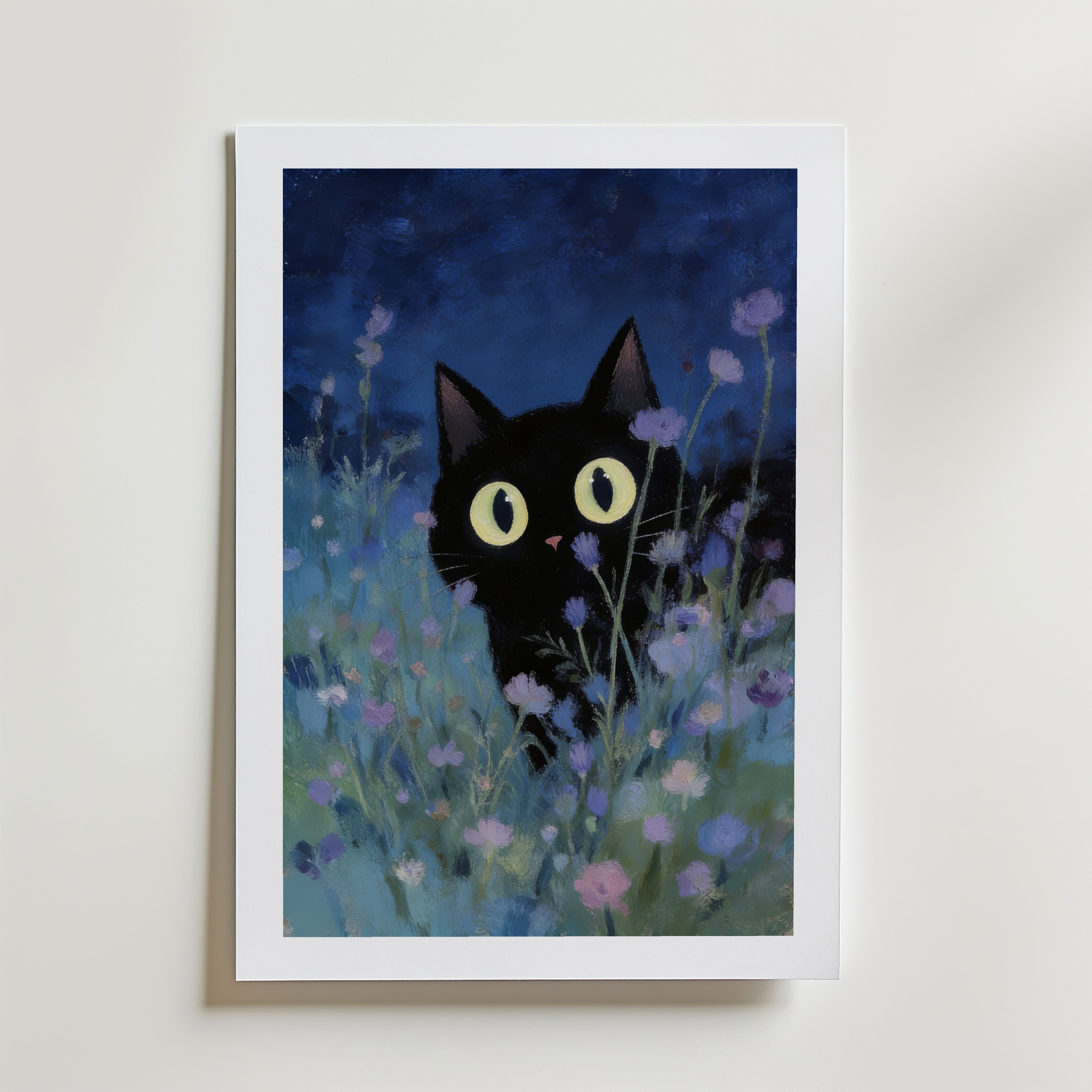 Night Whisper Cat Poster – med passepartout