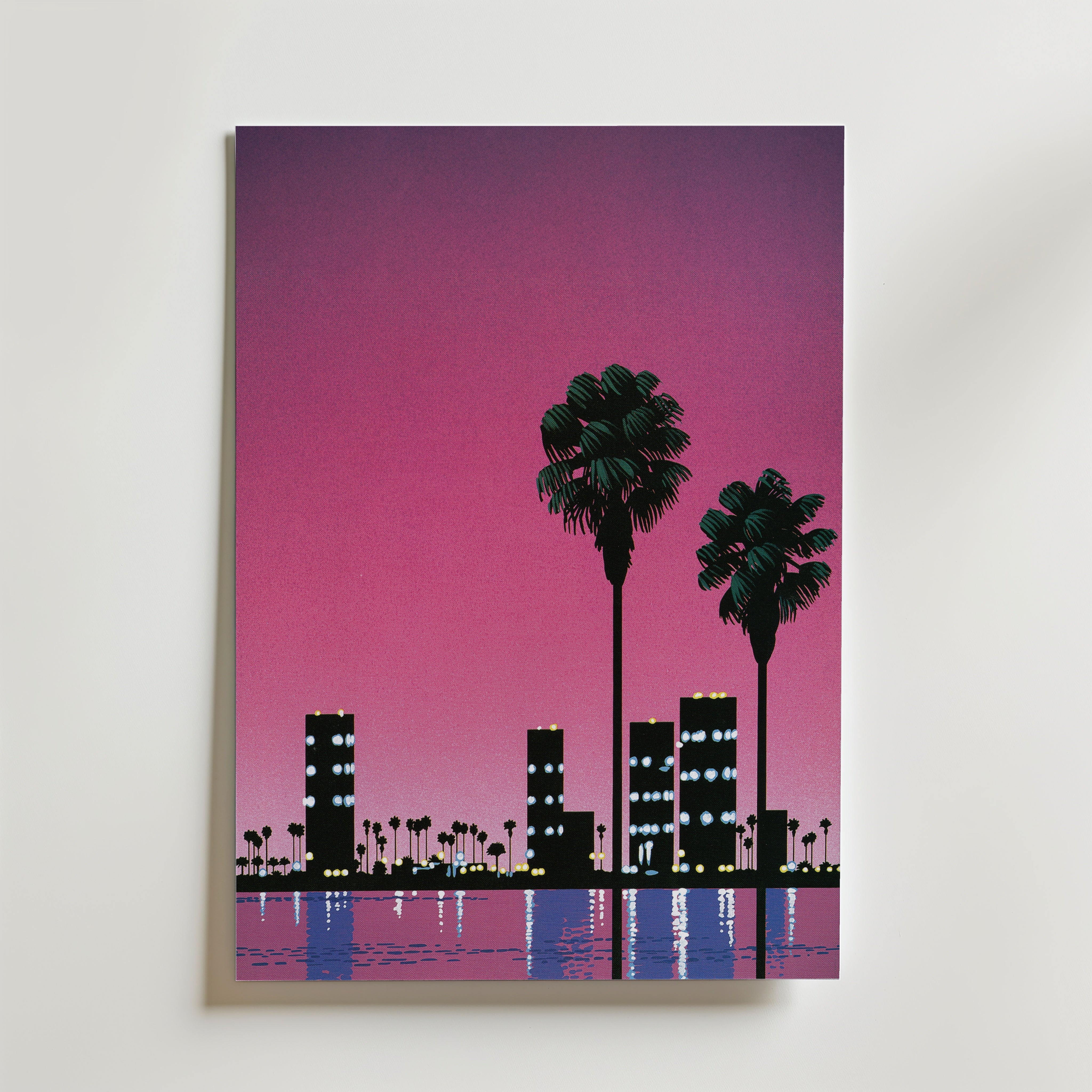 Hiroshi Nagai Pink Sunset Skyline Poster - Affisch – Bozetto