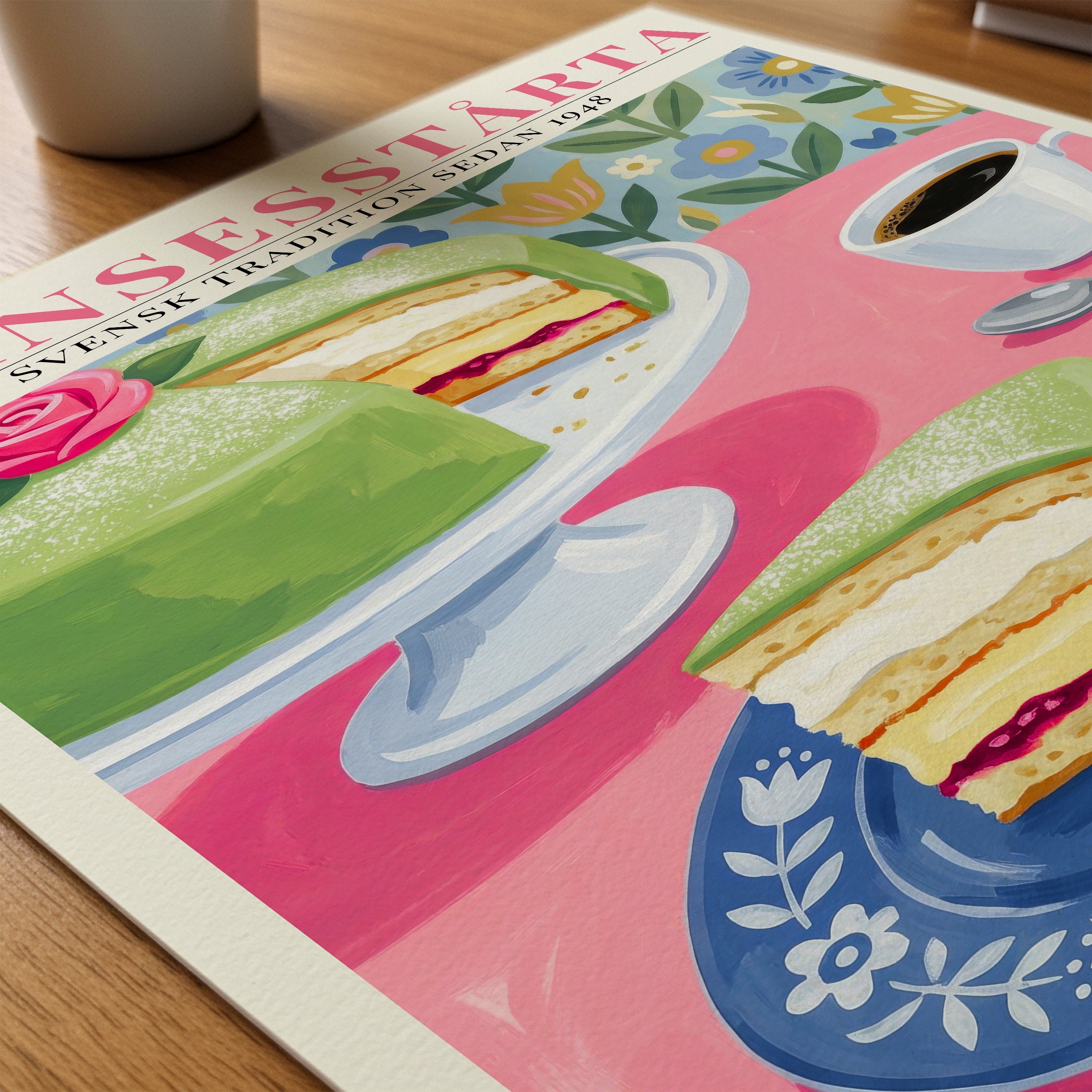 Prinsesstårta Poster som utskrift på skrivbord - Bozetto