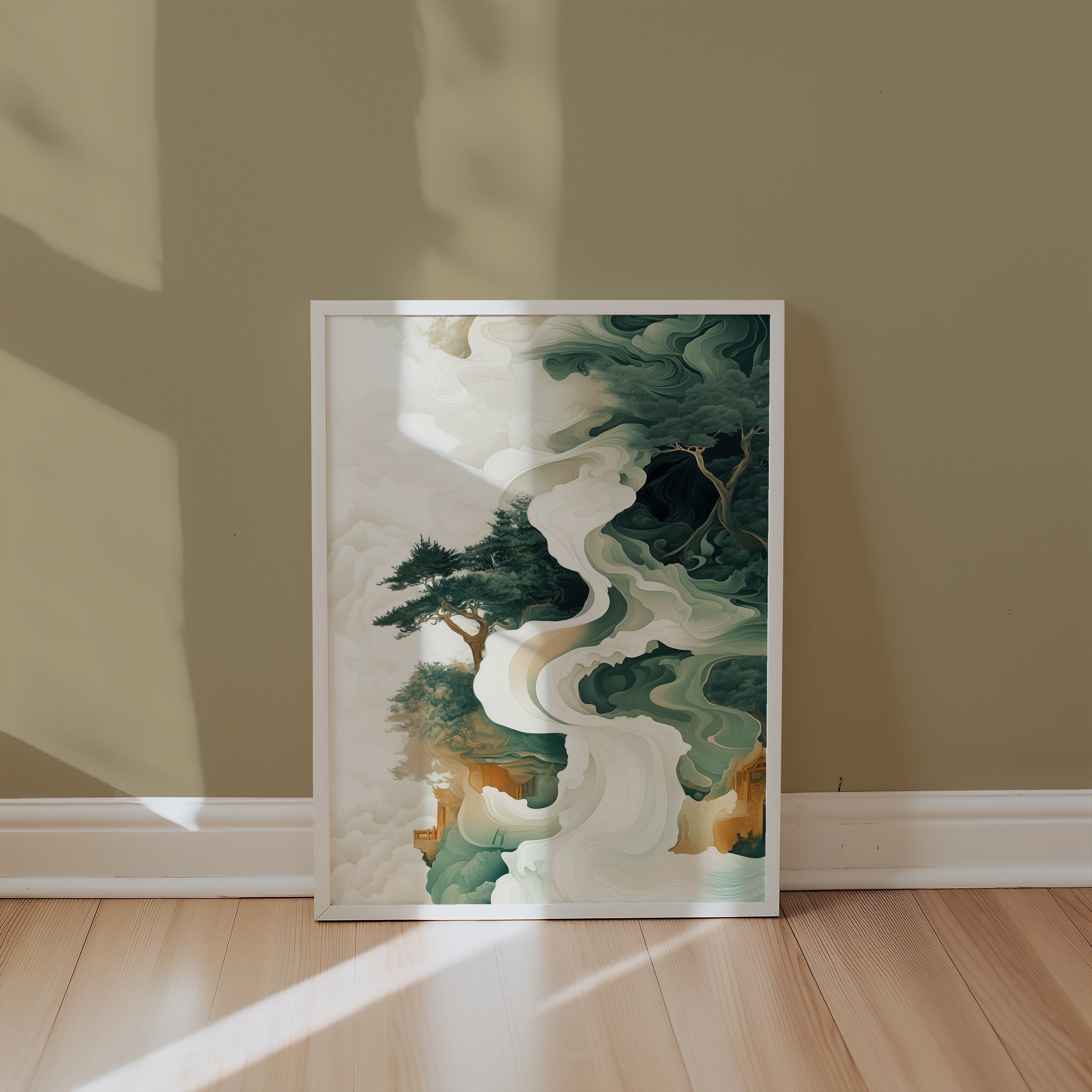 Whispers of the Ancient Forest poster inramad i modern inredning – Bozetto