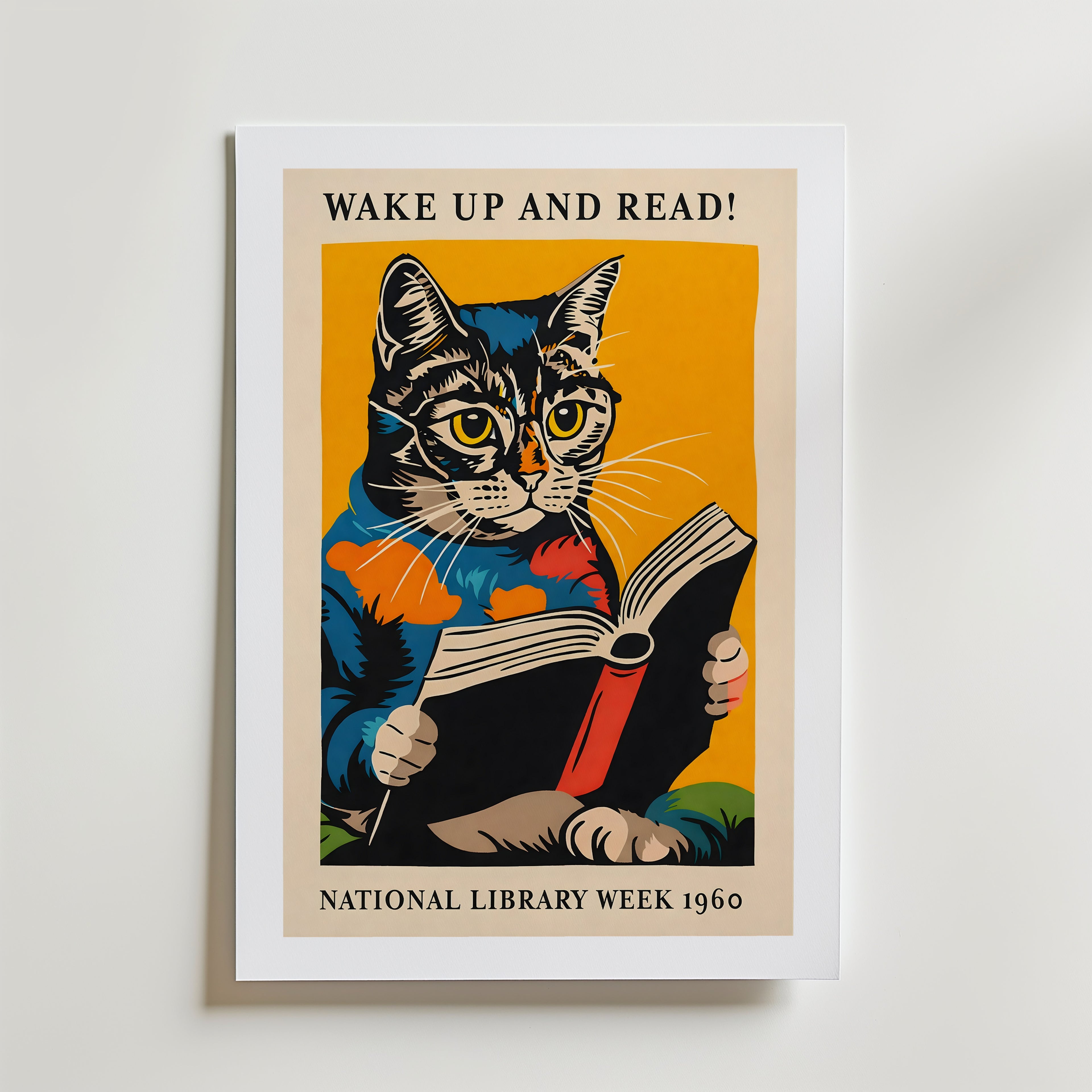 Wake Up and Read Poster – med passepartout