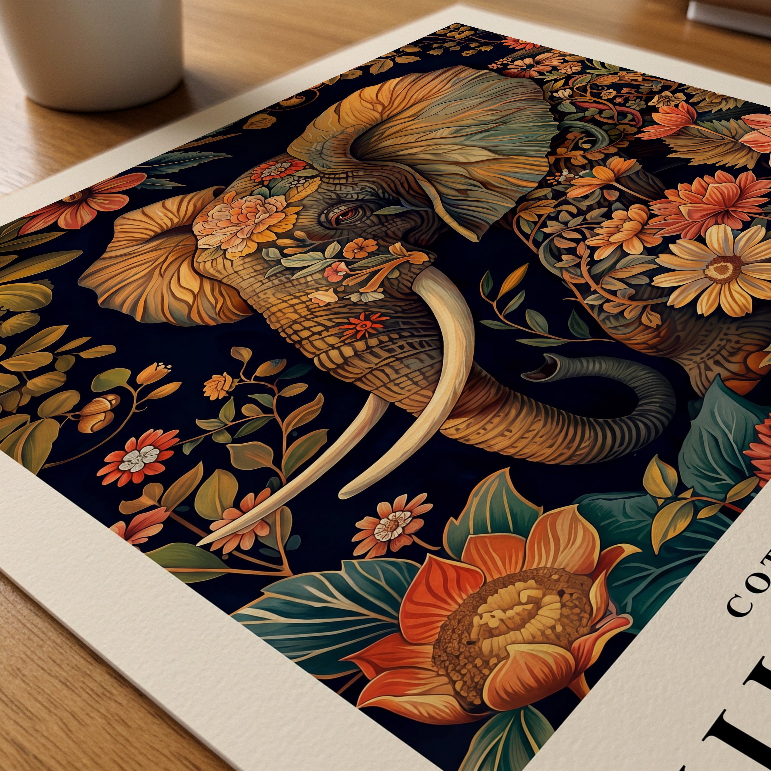 William Morris Elephant Poster – närbild på papper