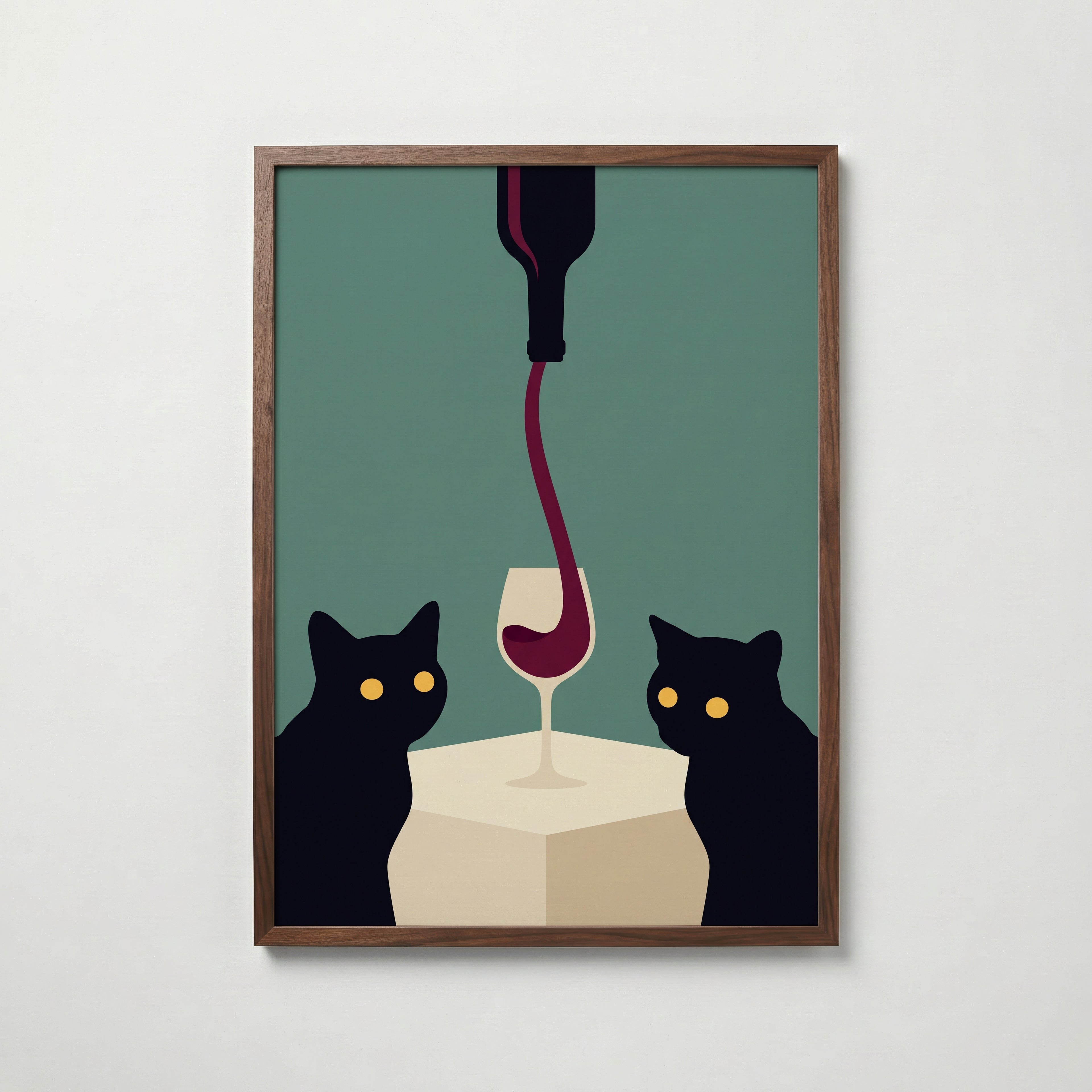 Wine & Cats Poster – valnötsram