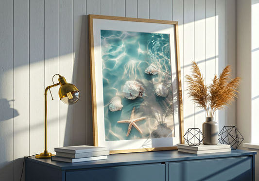 Starfish and Shells Beach Poster
