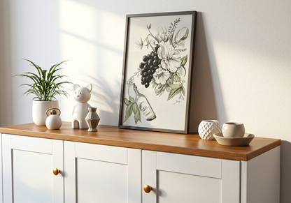 Vintage Grape And Floral Poster