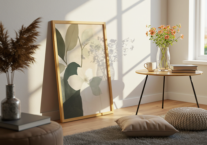 Green And Beige Flowers Poster